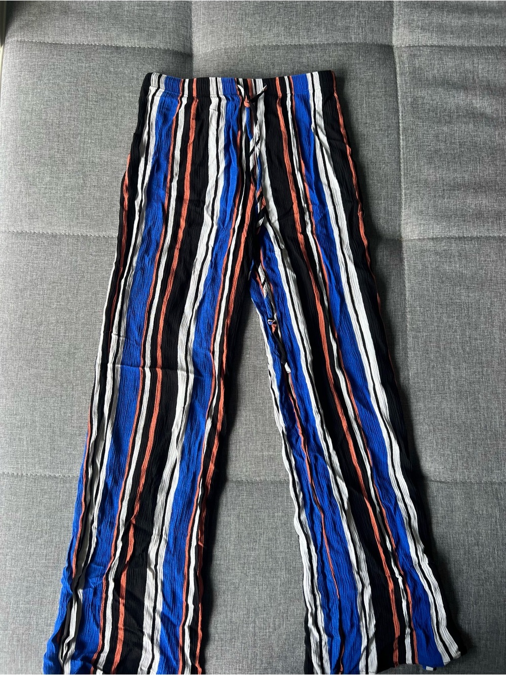 Forever 21 Women's Striped Wide-Leg Pants in Blue, Black, White & Orange